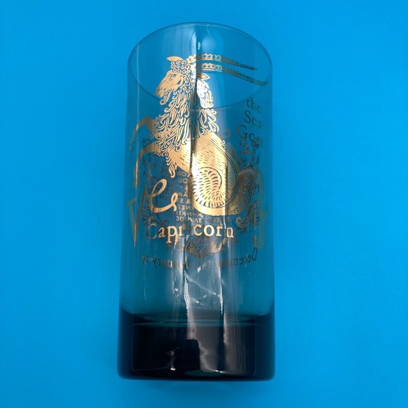 federal glass Other - Vintage 1970s Federal Glass Capricorn Zodiac Glass Tumbler The Sea Goat Gold